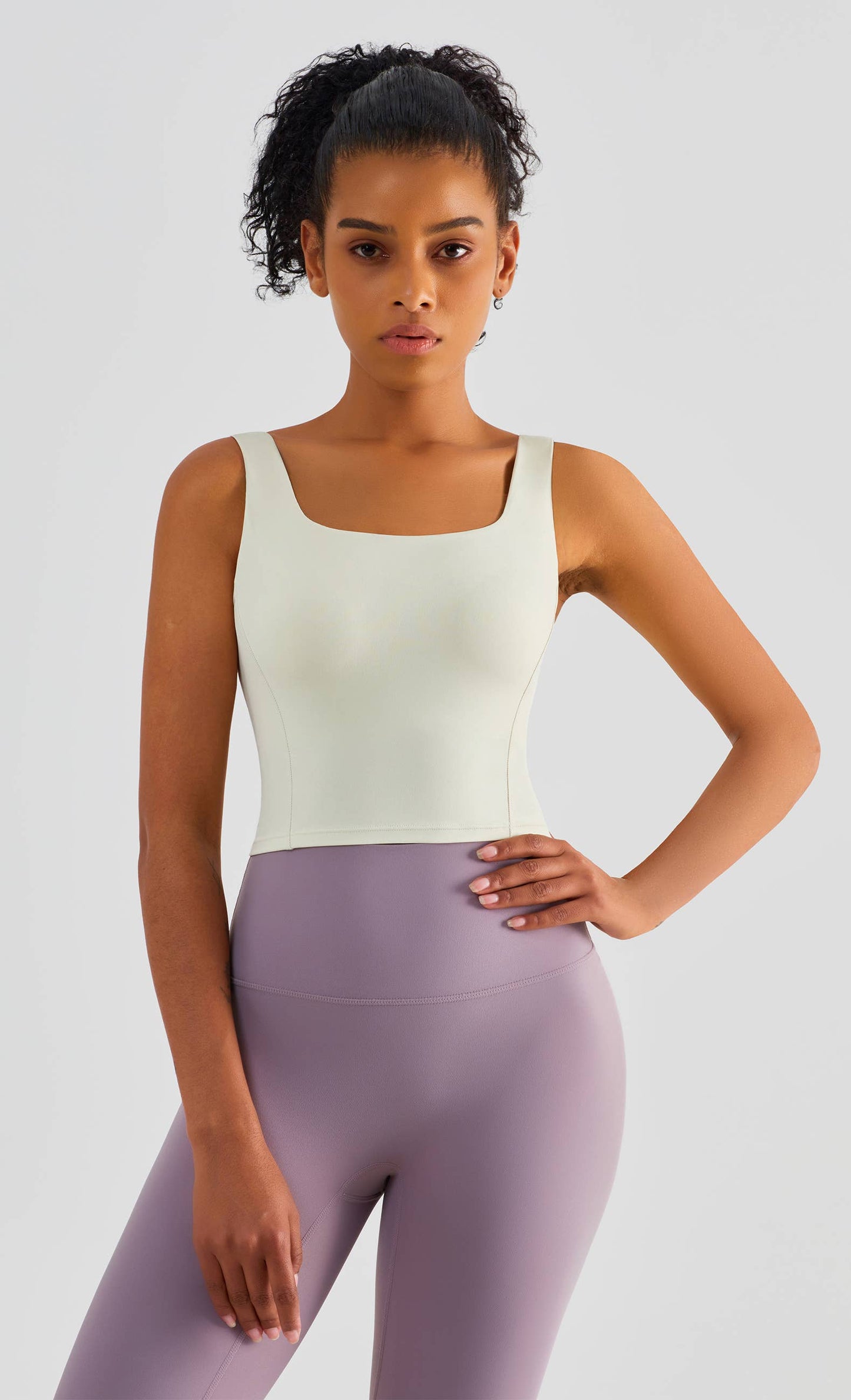 Grace U-Neck Molded Cup Tank Top in Ivory