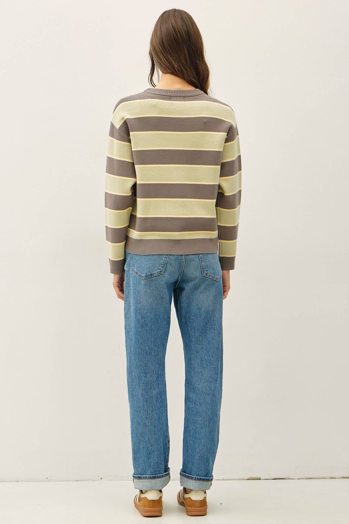Boxy Striped Top in Olive