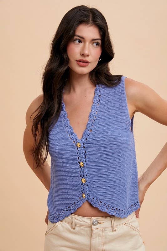 Crochet Sweater Vest in Blue