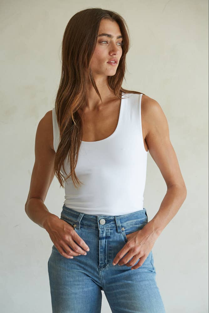 Double Layered Seamless Tank in White
