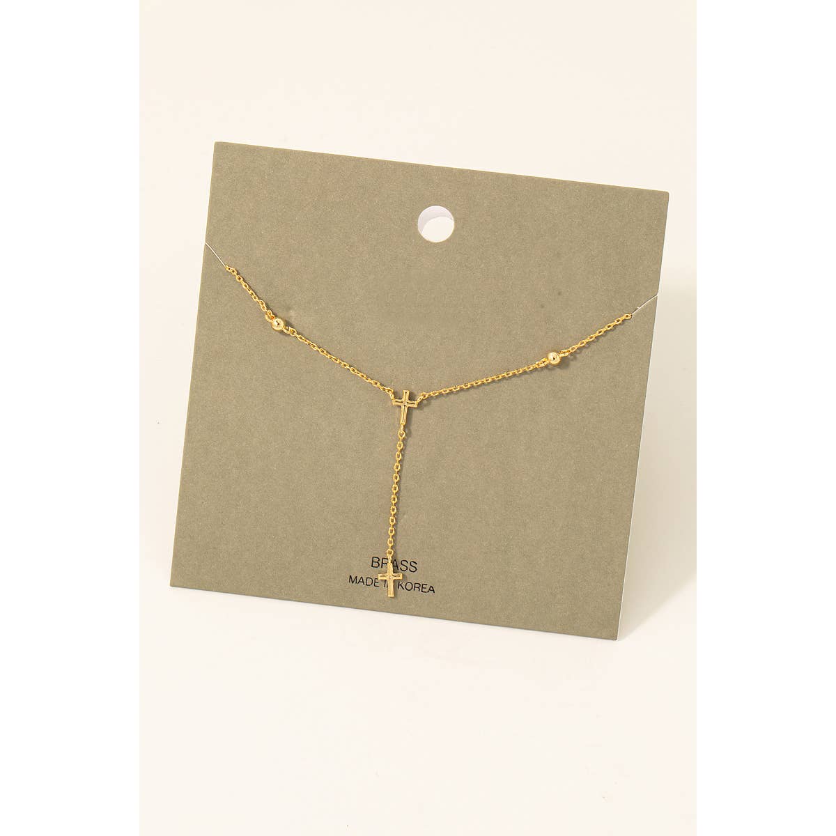 Y Chain Cross Necklace in Gold