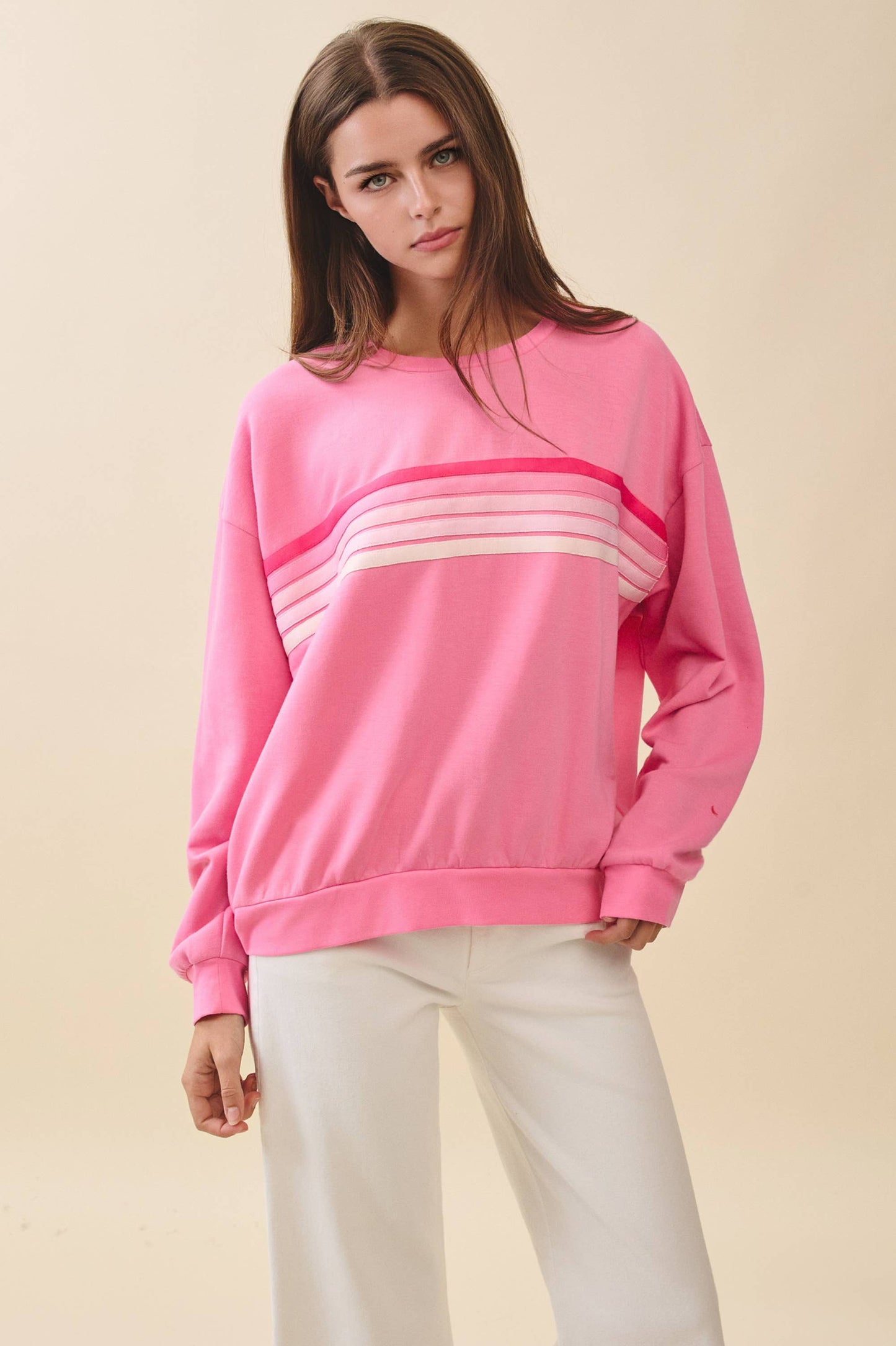 Retro Stripe Sweatshirt in Pink