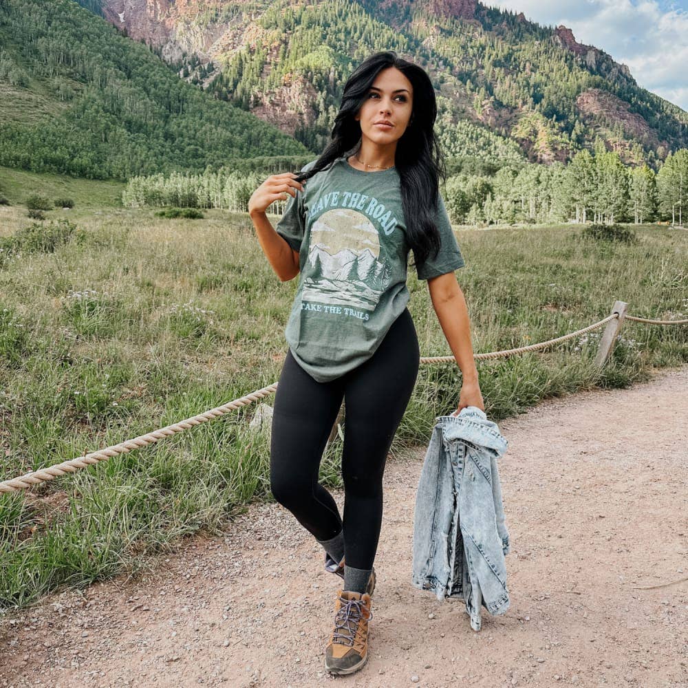 Graphic - Take The Trails Tee in Heather Forest