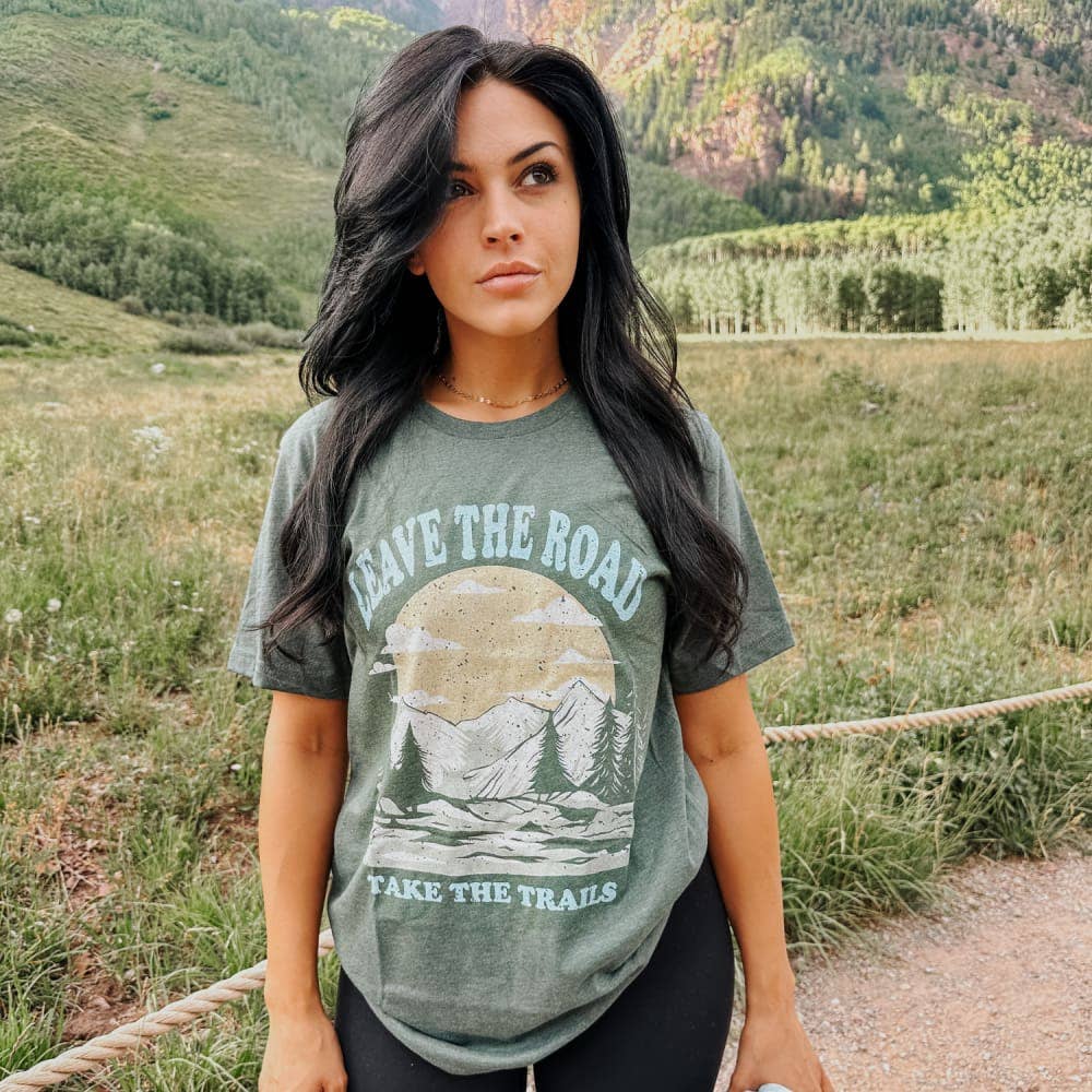 Graphic - Take The Trails Tee in Heather Forest