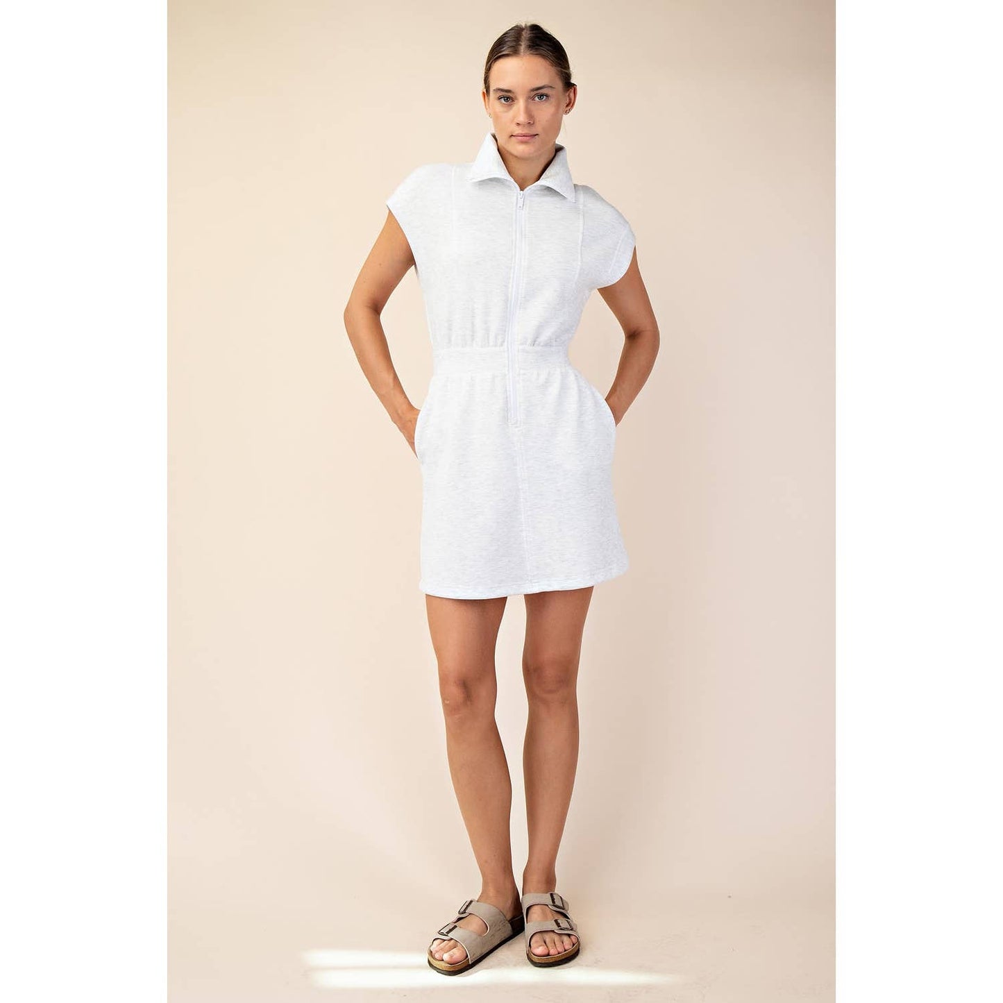 Modal Scuba Mini Dress in Light Grey
