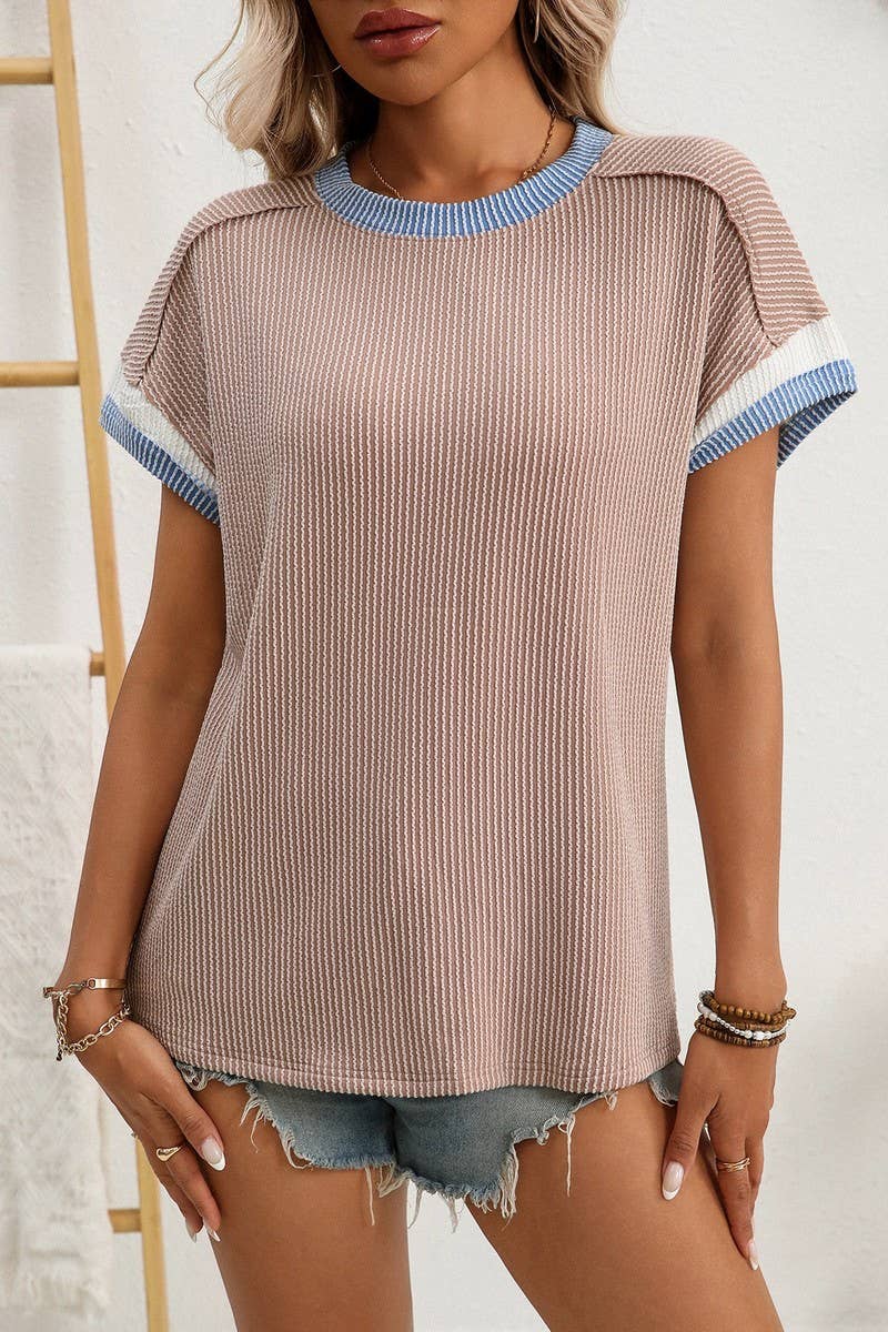Twisted Seam Top in Khaki