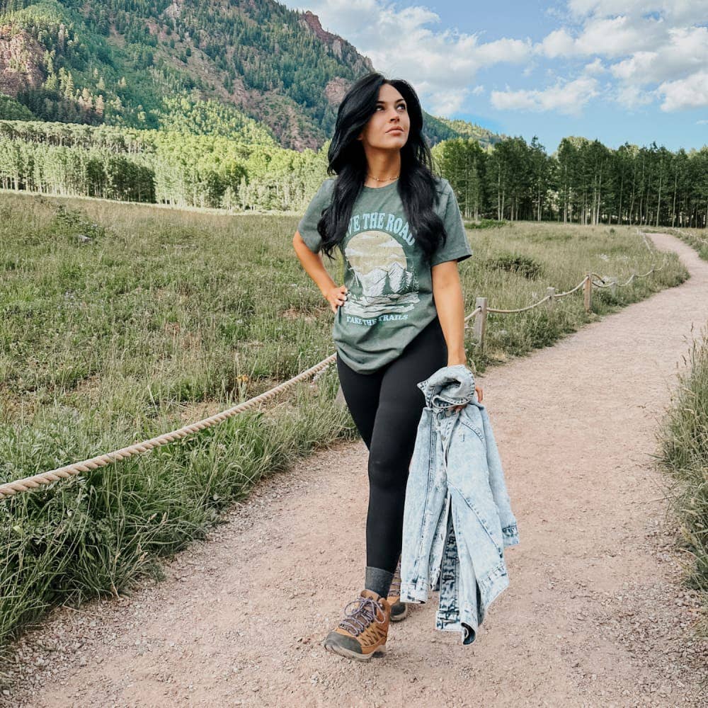 Graphic - Take The Trails Tee in Heather Forest