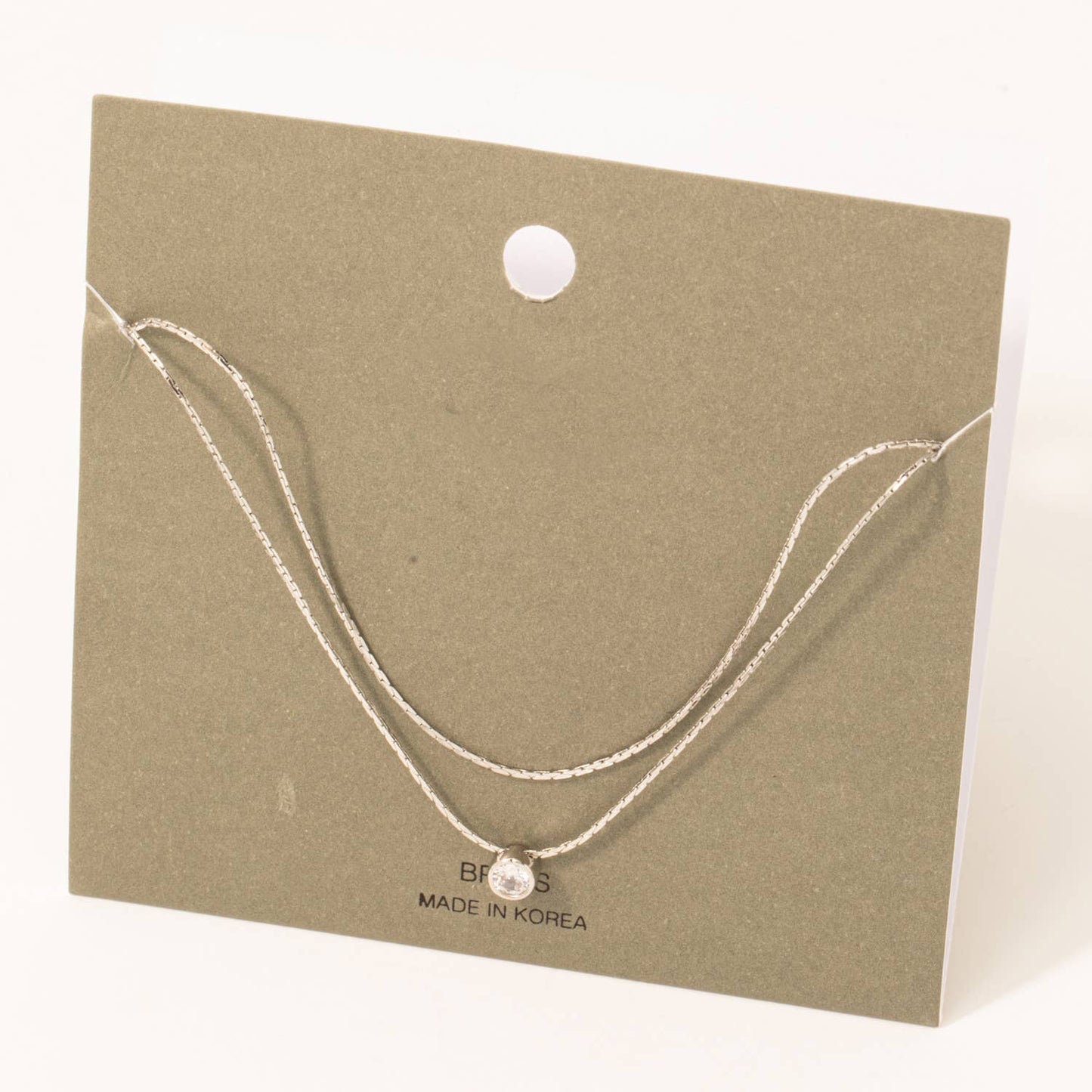 Layered Chain Stud Necklace in Silver