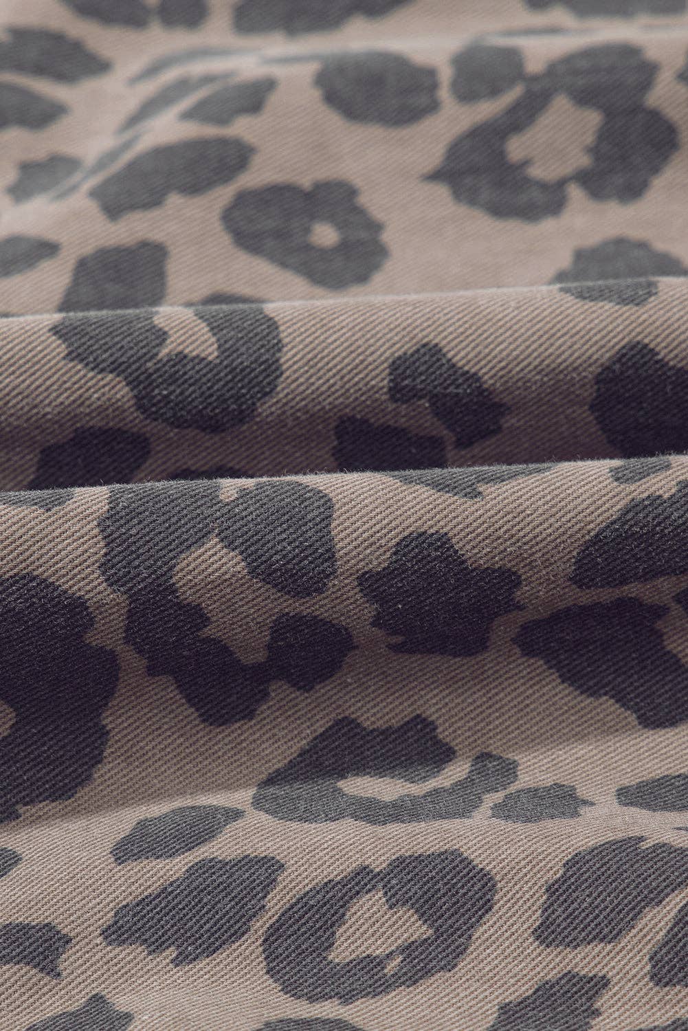 PREORDER - Denim Leopard Puff Sleeve Mini Dress in Brown