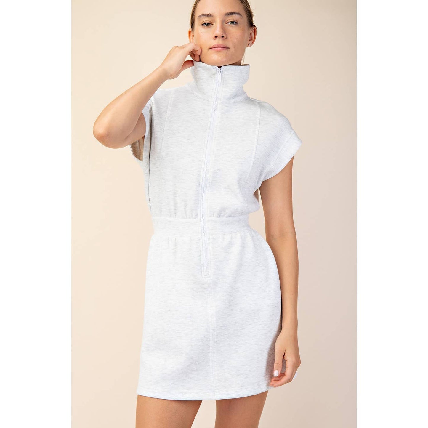 Modal Scuba Mini Dress in Light Grey