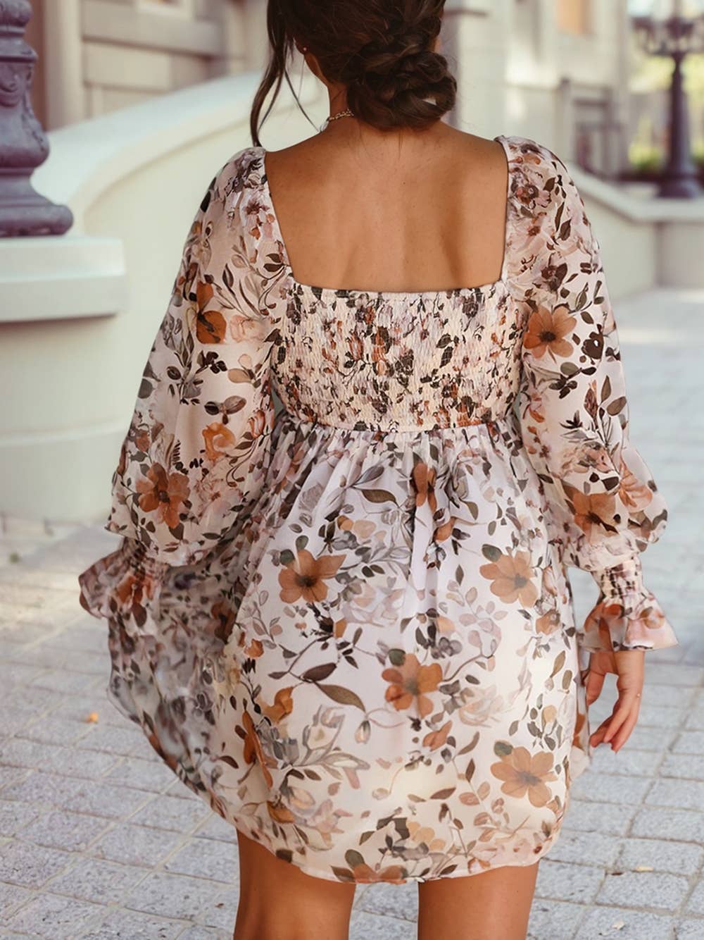 PREORDER - Floral Sweetheart Mini Dress in Khaki