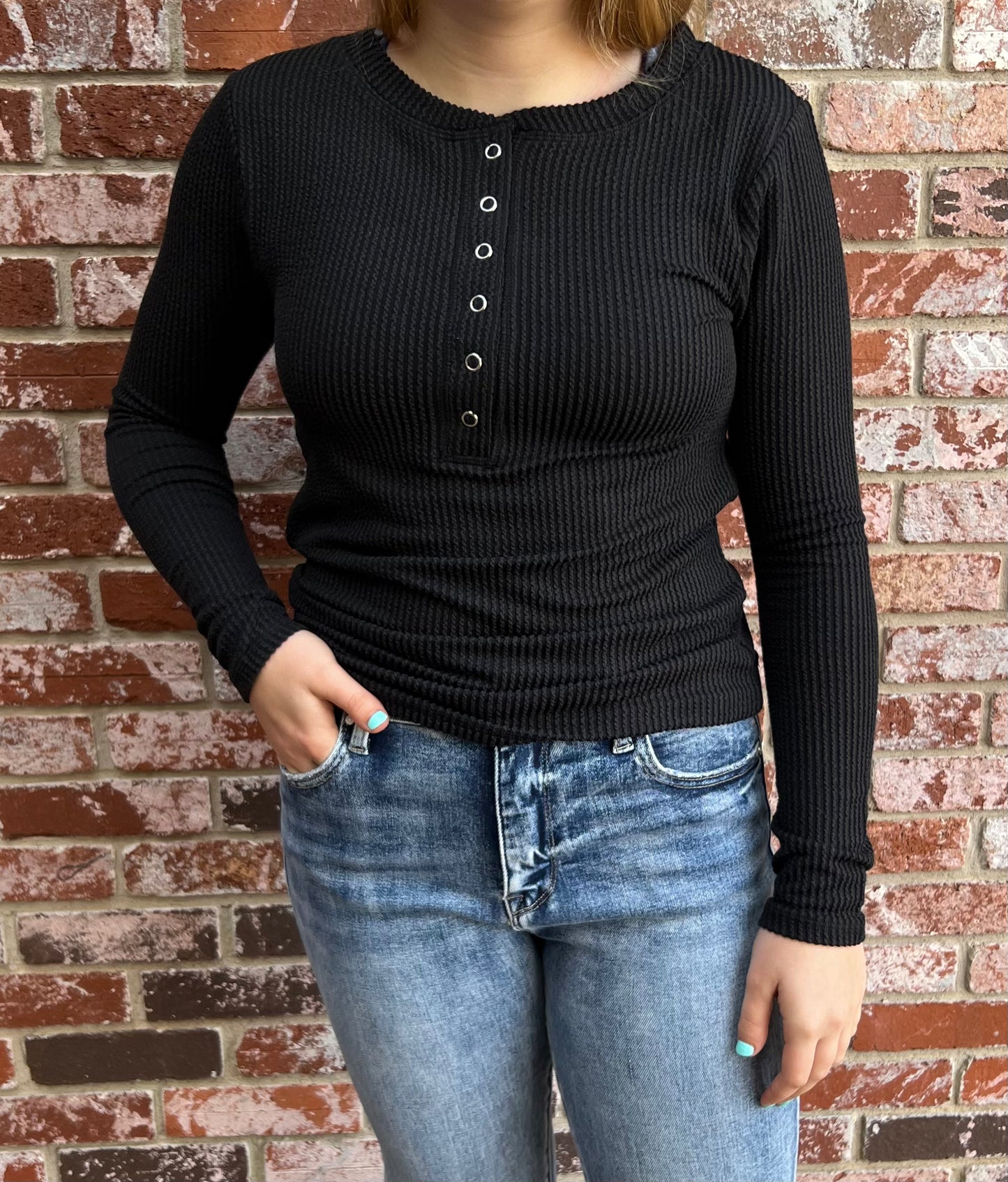 Textured Long Sleeve in Black