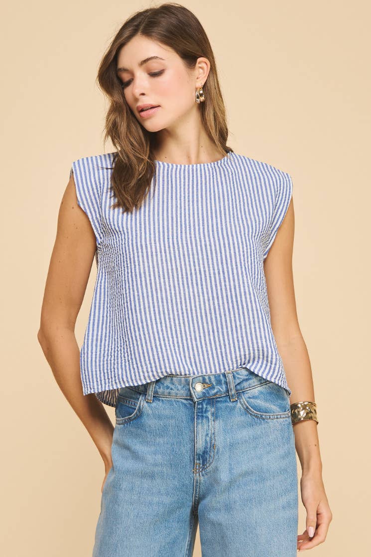 Blossom Striped Top in Denim
