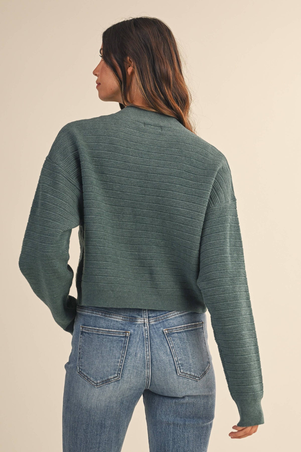 Textured Button Cardigan in Teal