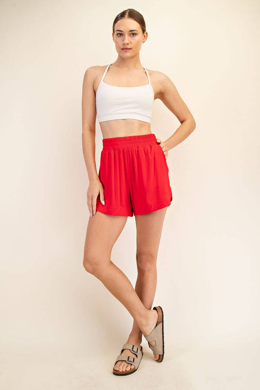 Modal Tulip Shorts in Red