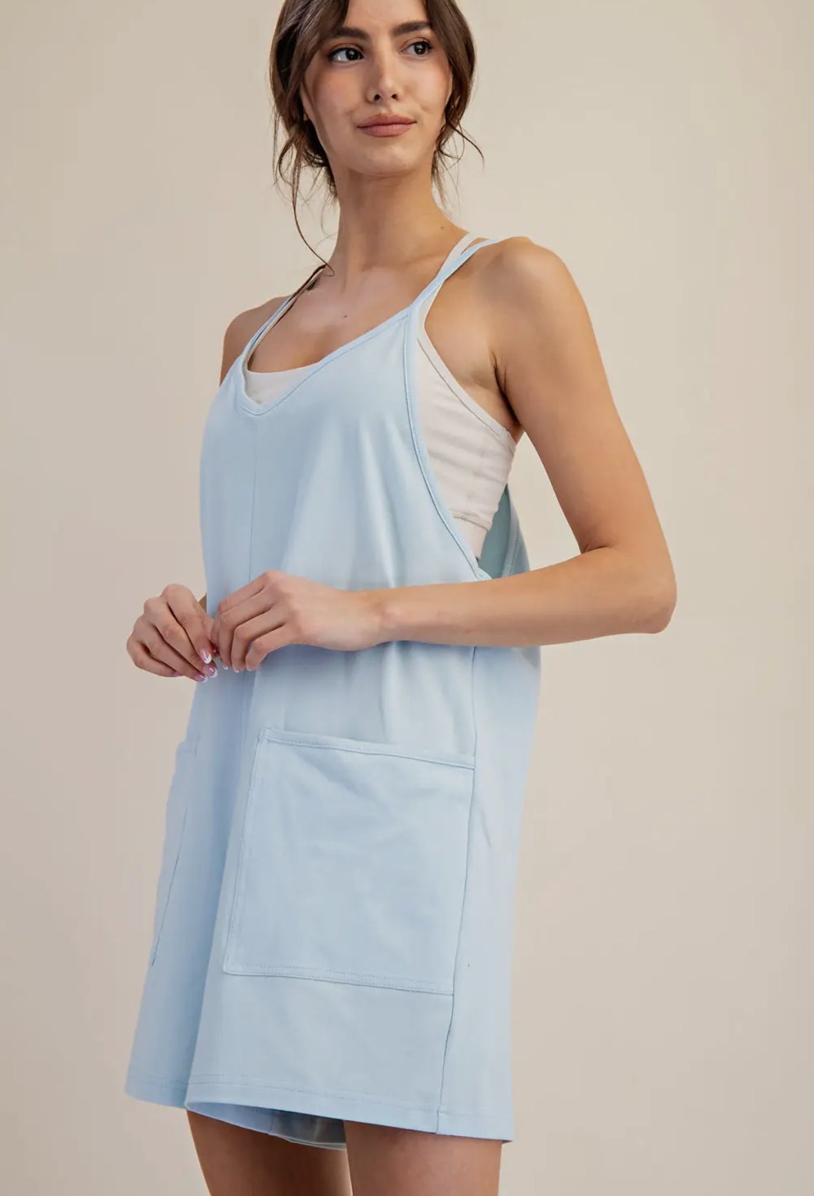MEDIUM - Sleeveless Romper in Baby Blue