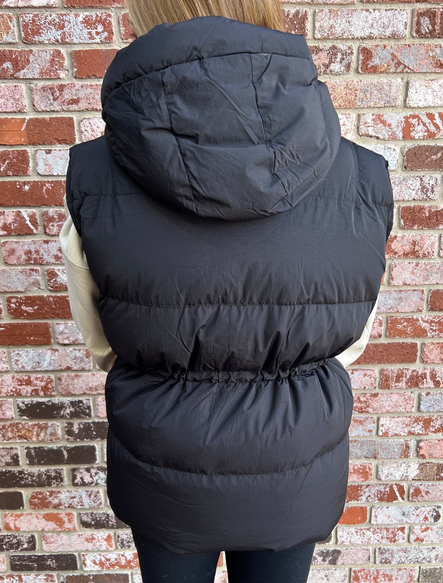 Hoodie Puffer Vest in Black