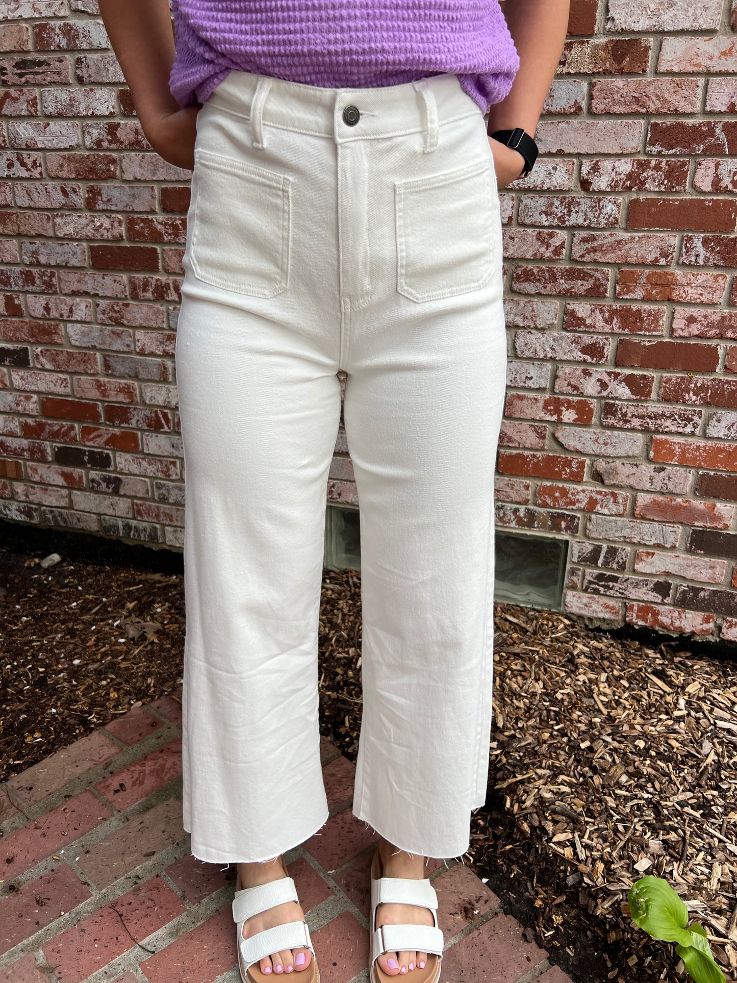 XL - Stretch Wide Leg Denim in White