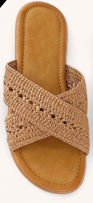 Crochet Cross Strap Sandal in Brown