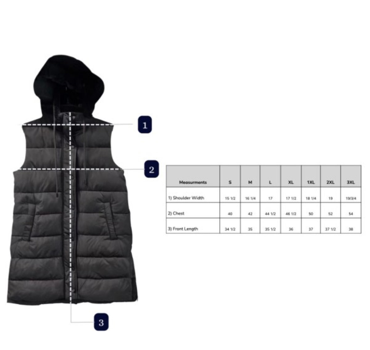 Long Puffer Vest in Black