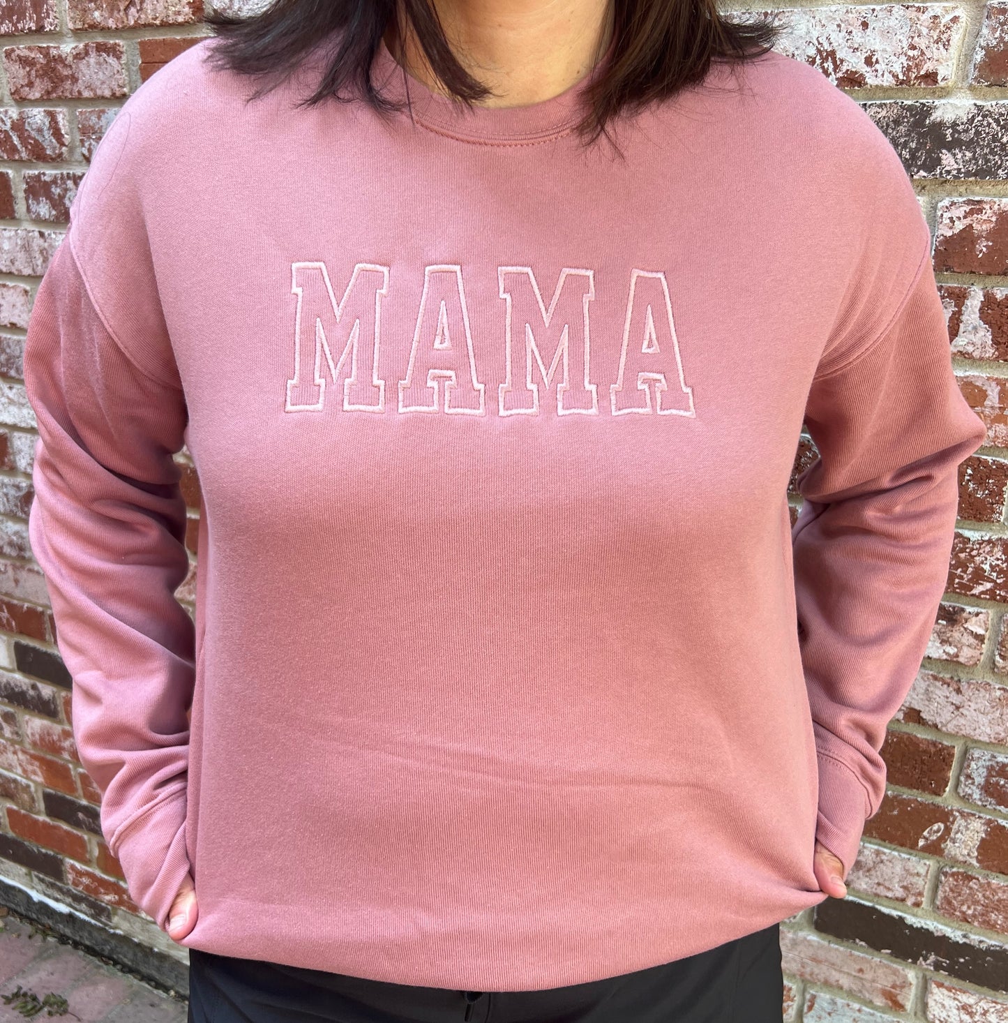 SMALL - Graphic - Embroidered Mama Sweatshirt in Mauve
