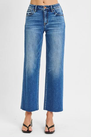 Mid Rise Crop Straight Denim