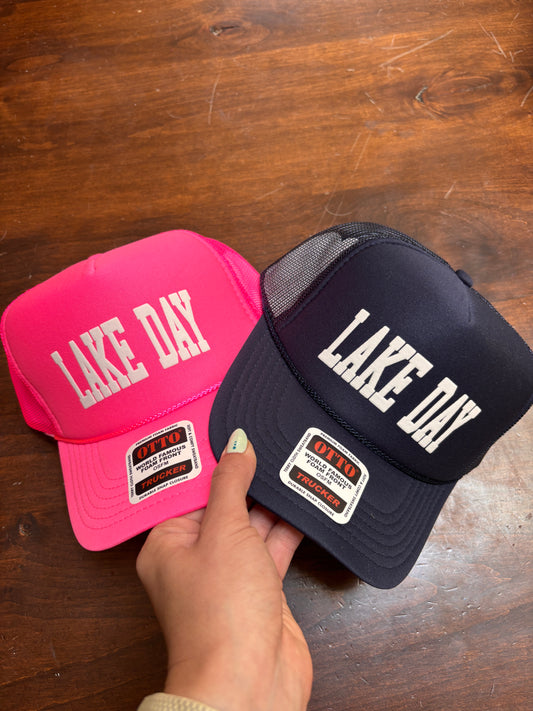 Trucker Hat - Lake Day in Hot Pink