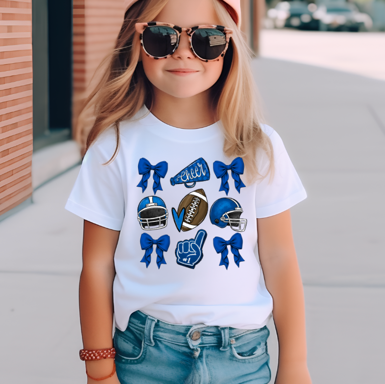 Kid Graphic - Football And Bows in Blue