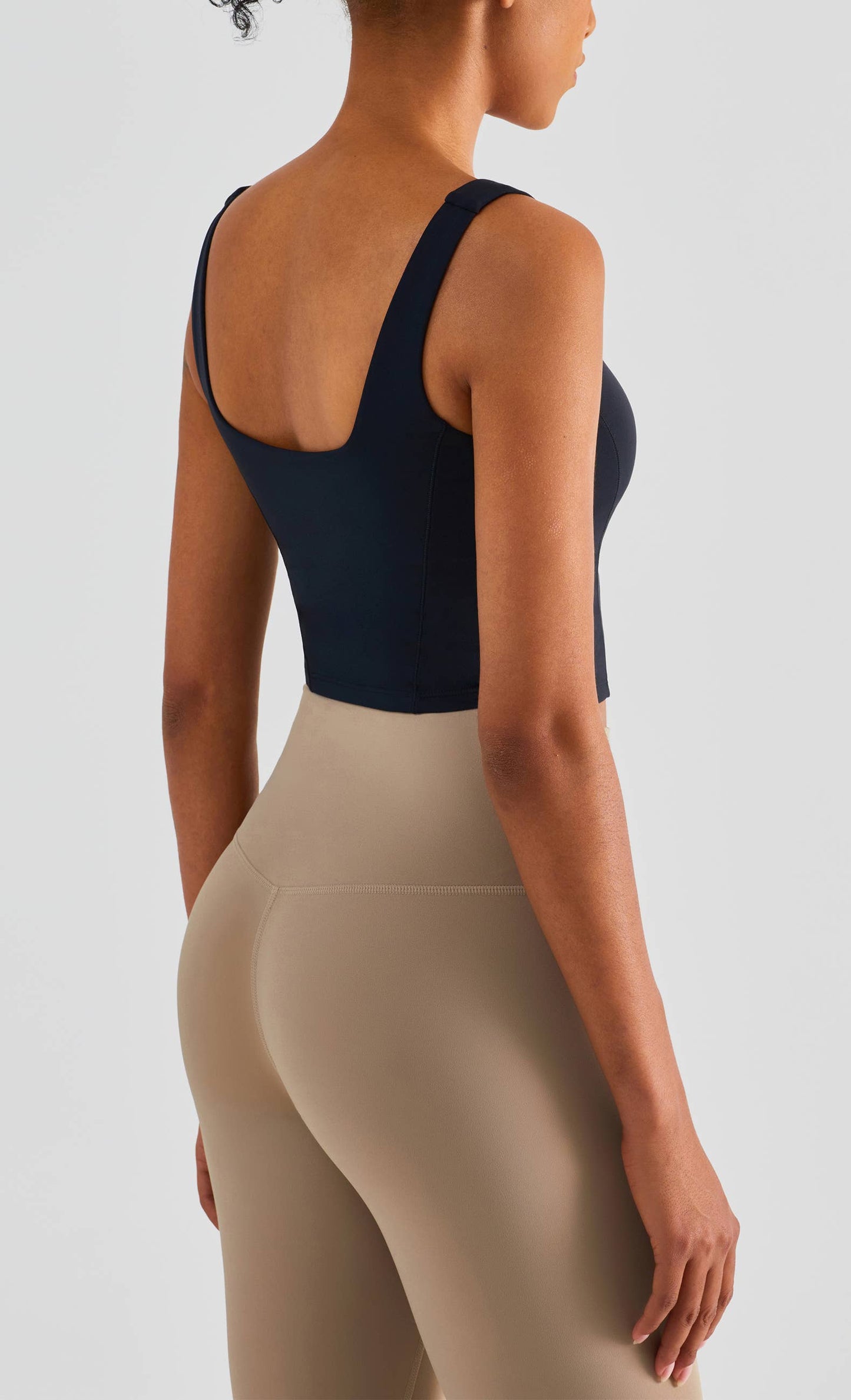 Grace U-Neck Molded Cup Tank Top in Black