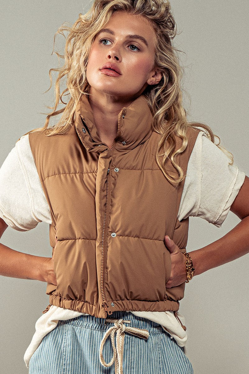 LARGE - Haven Puffer Vest in Camel