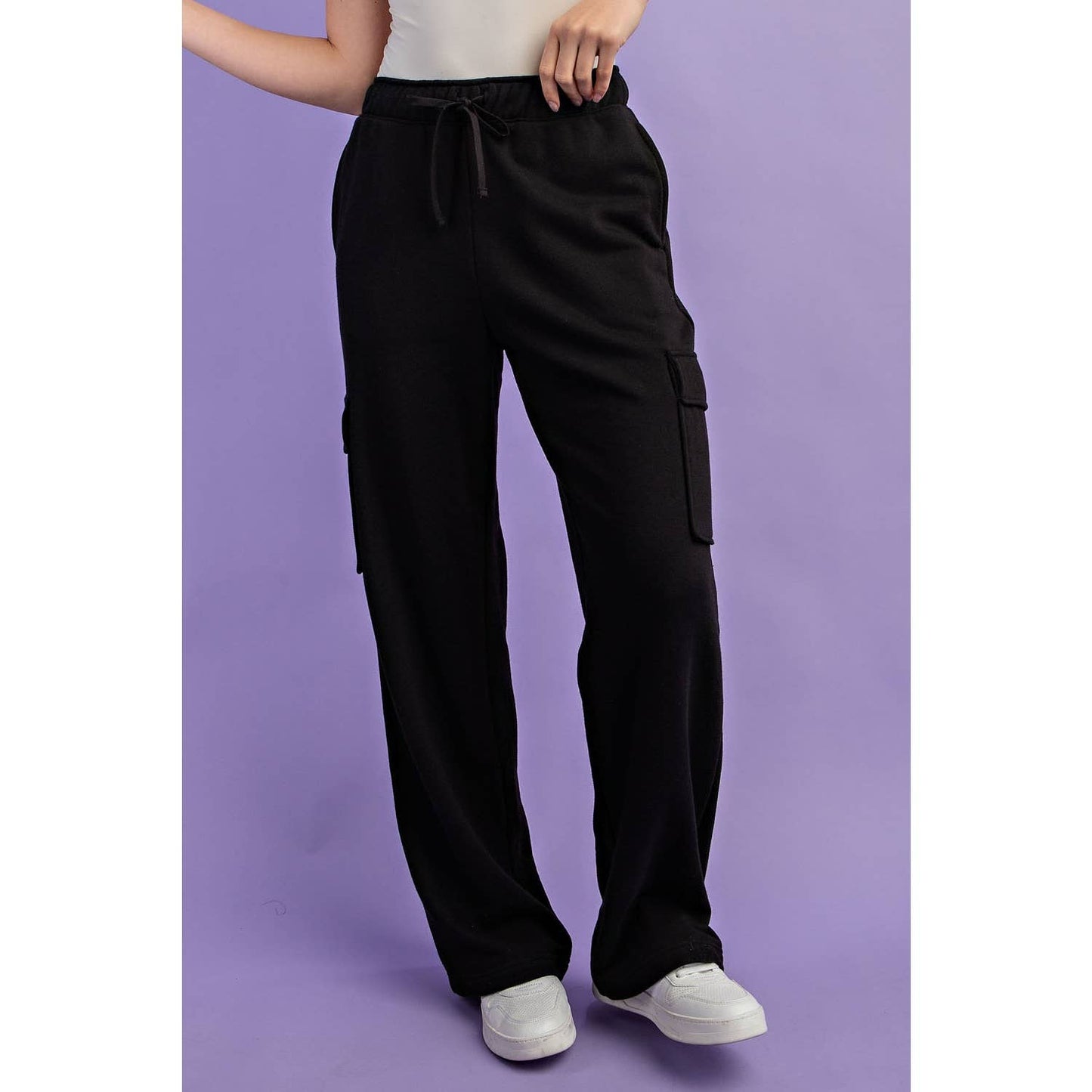 French Terry Cargo Sweatpants in Black