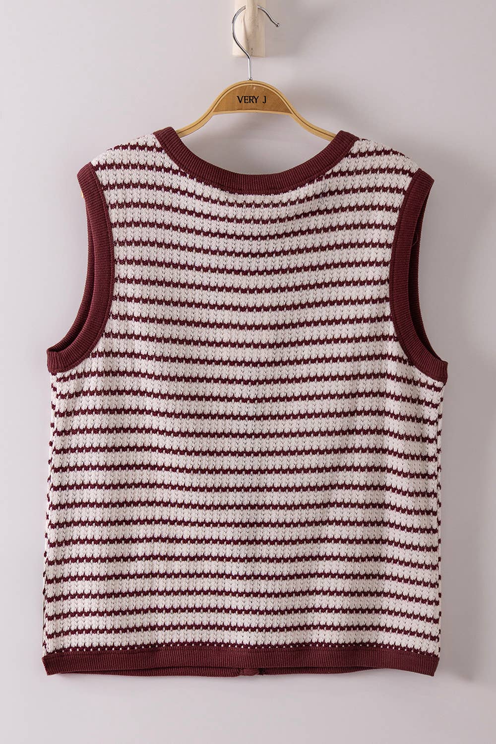 Striped Button Tank in Burgundy