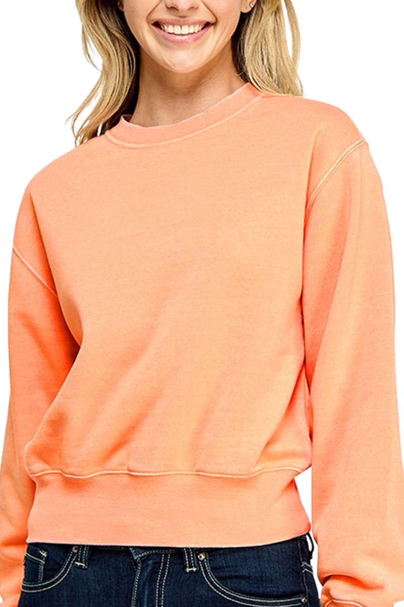 Basic Fleece Sweatshirt in Sunburst Orange