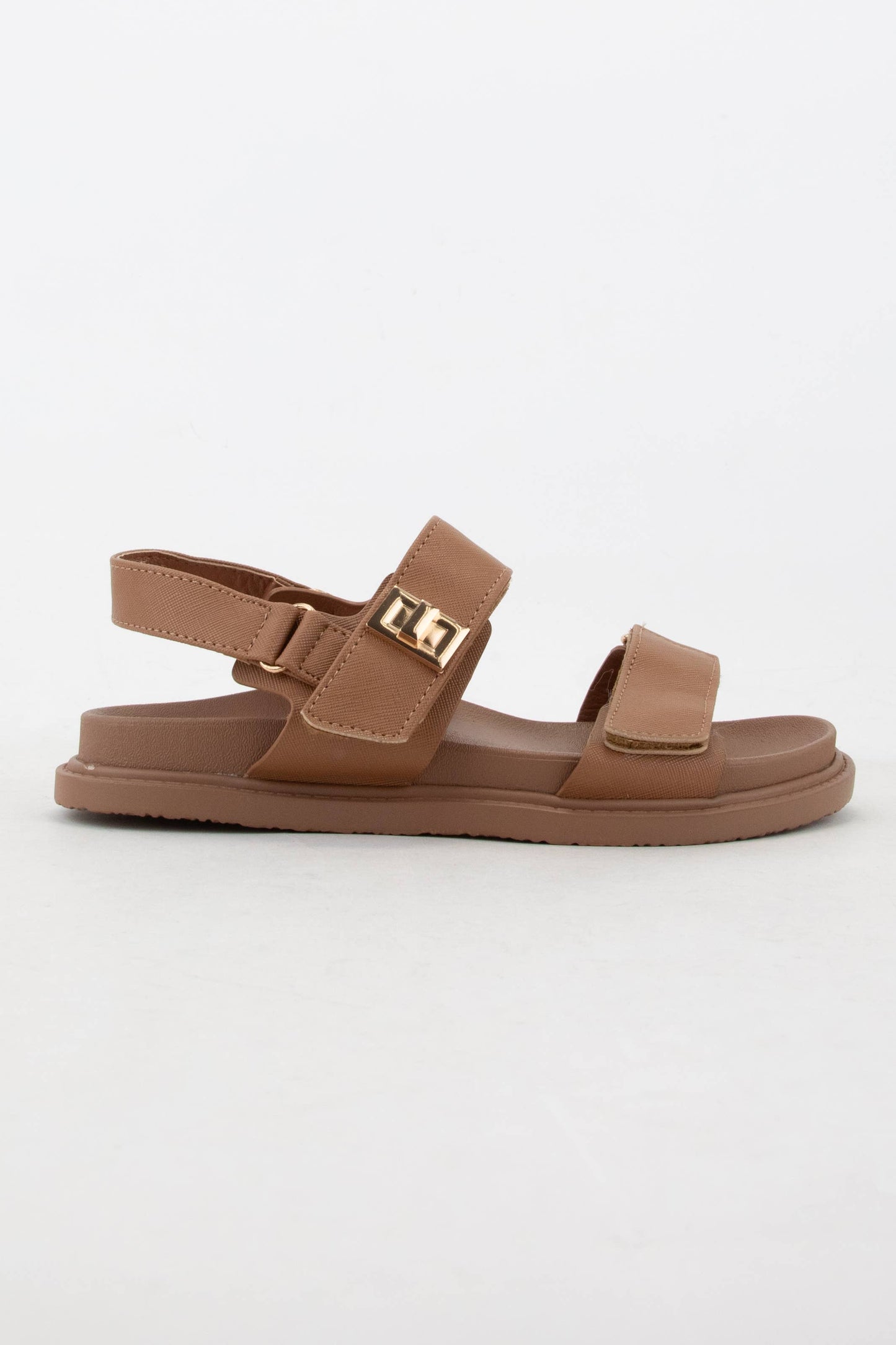 Double Velcro Strap Sandal in Tan