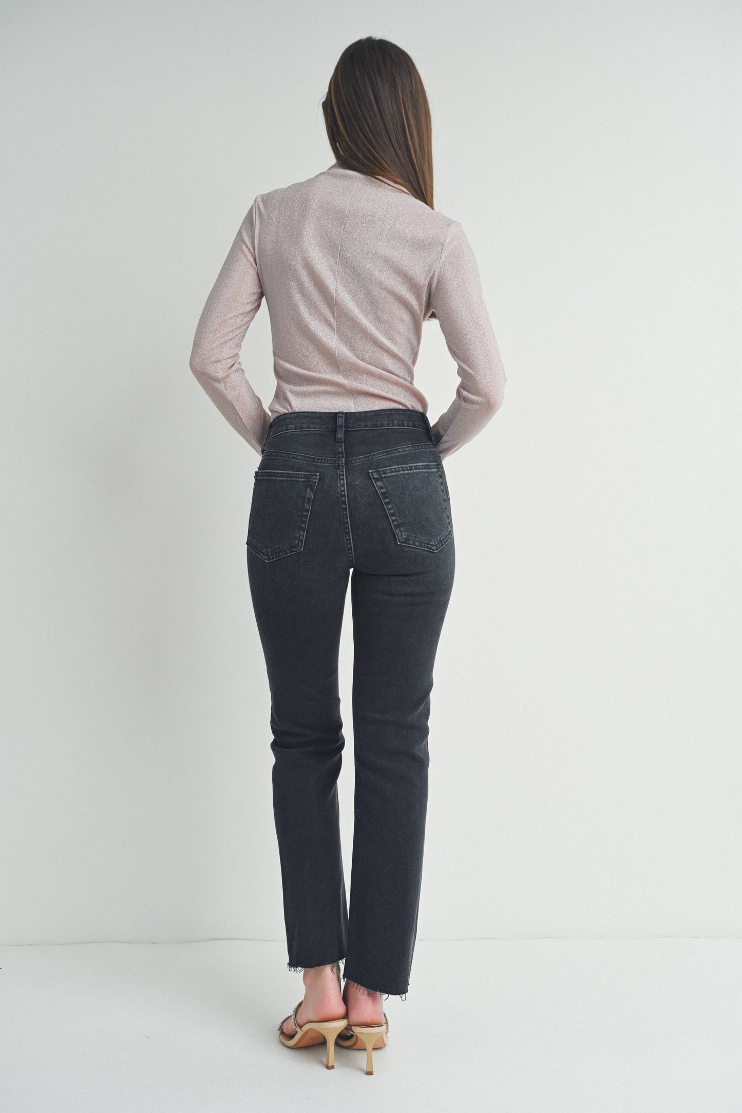 Cropped Straight Denim in Black
