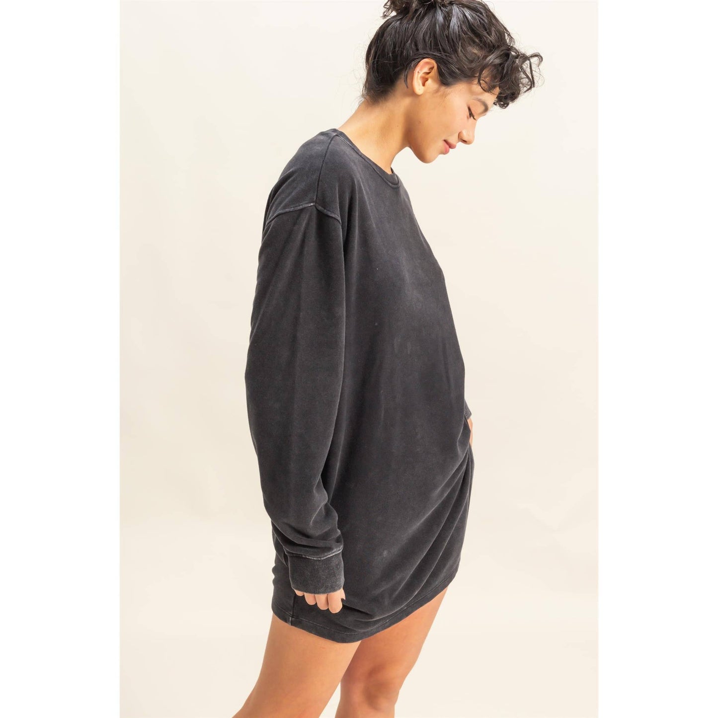 Oversized Sweatshirt Dress in Black
