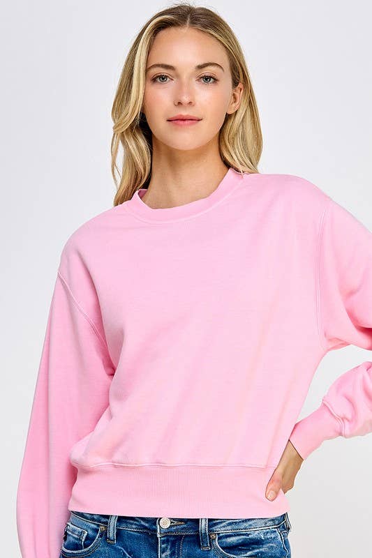 Basic Fleece Sweatshirt in Bubblegum Pink