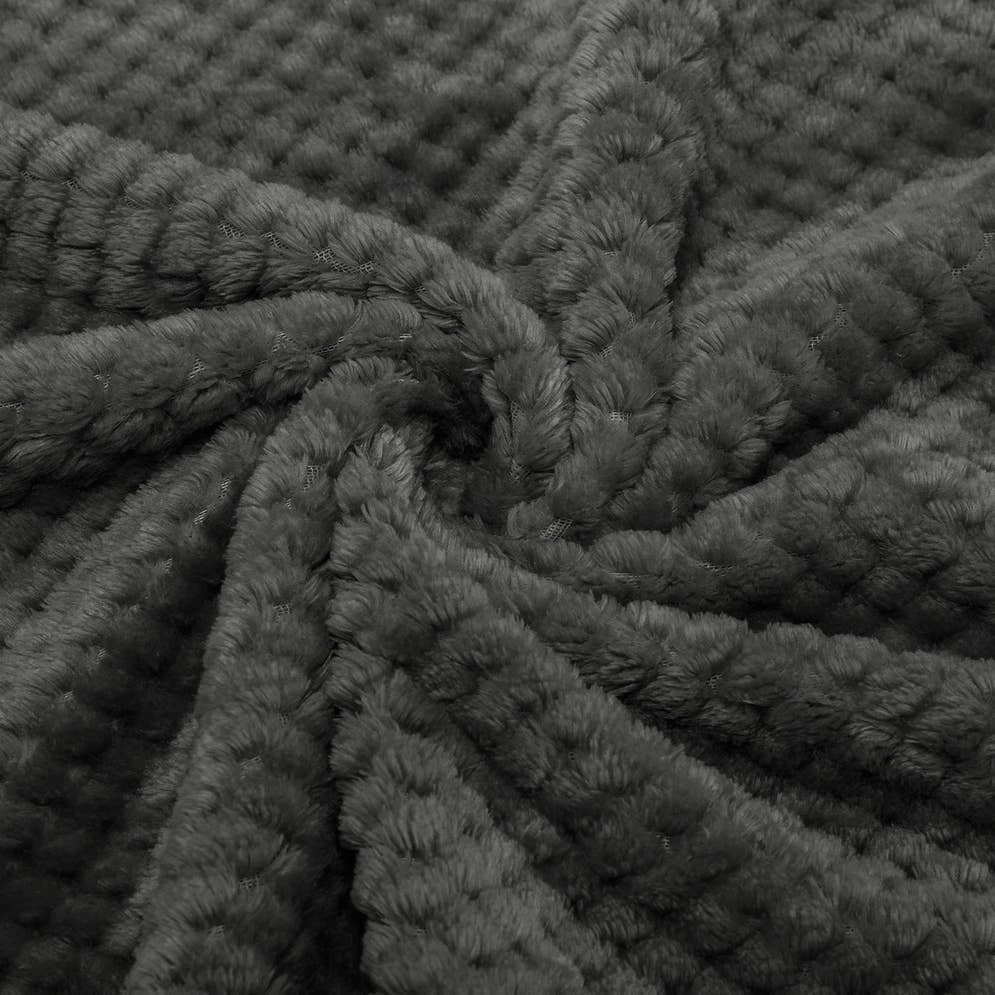 DOORBUSTER - Textured Cozy Blanket in Dark Grey