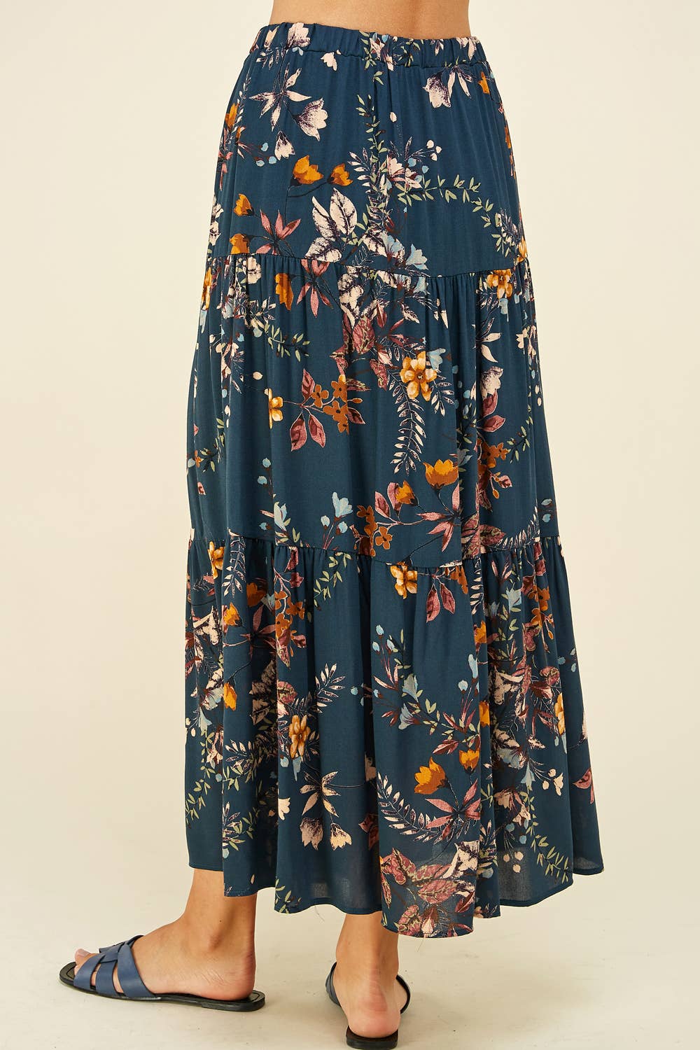 Three Layered Floral Skirt in Teal