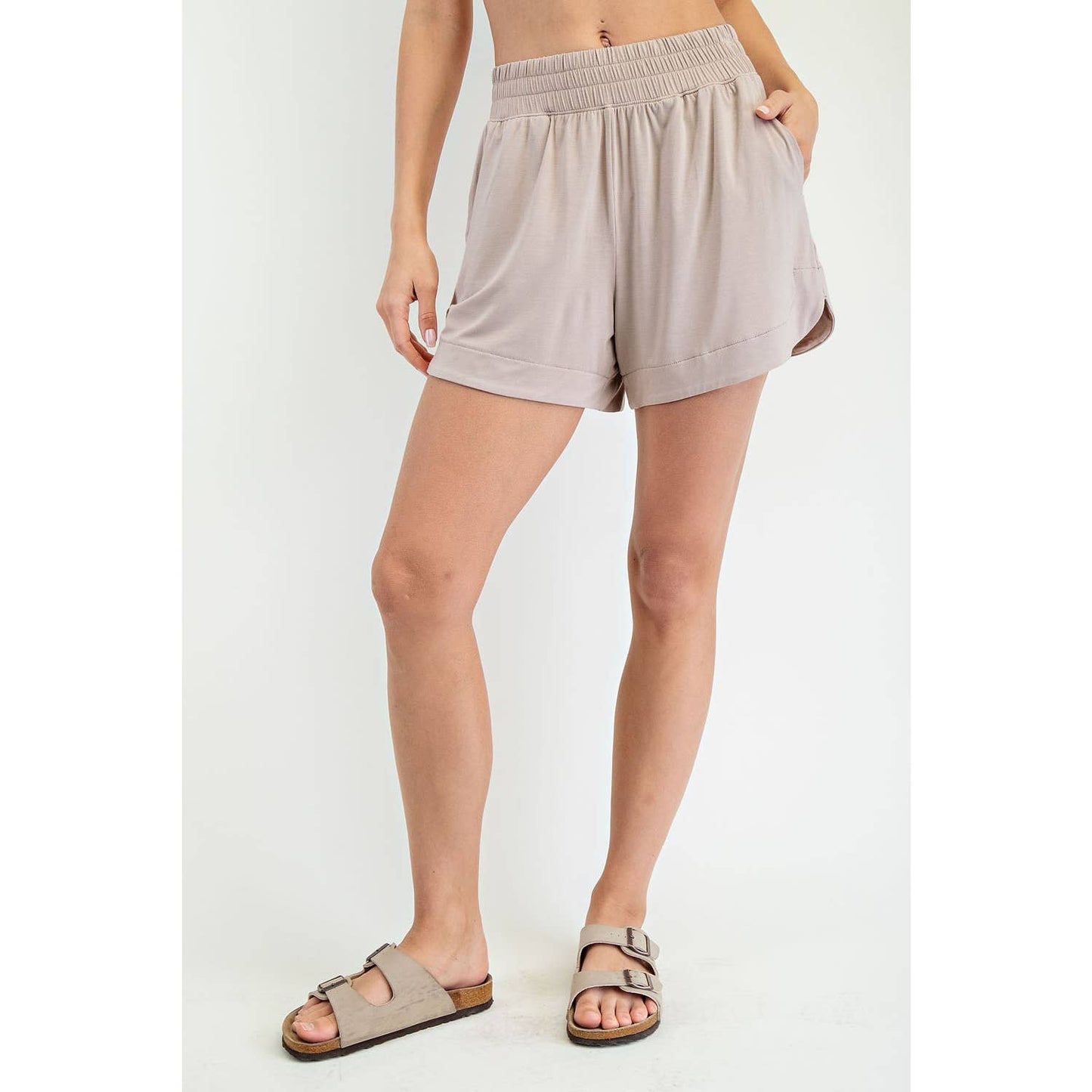 Modal Tulip Shorts in Taupe