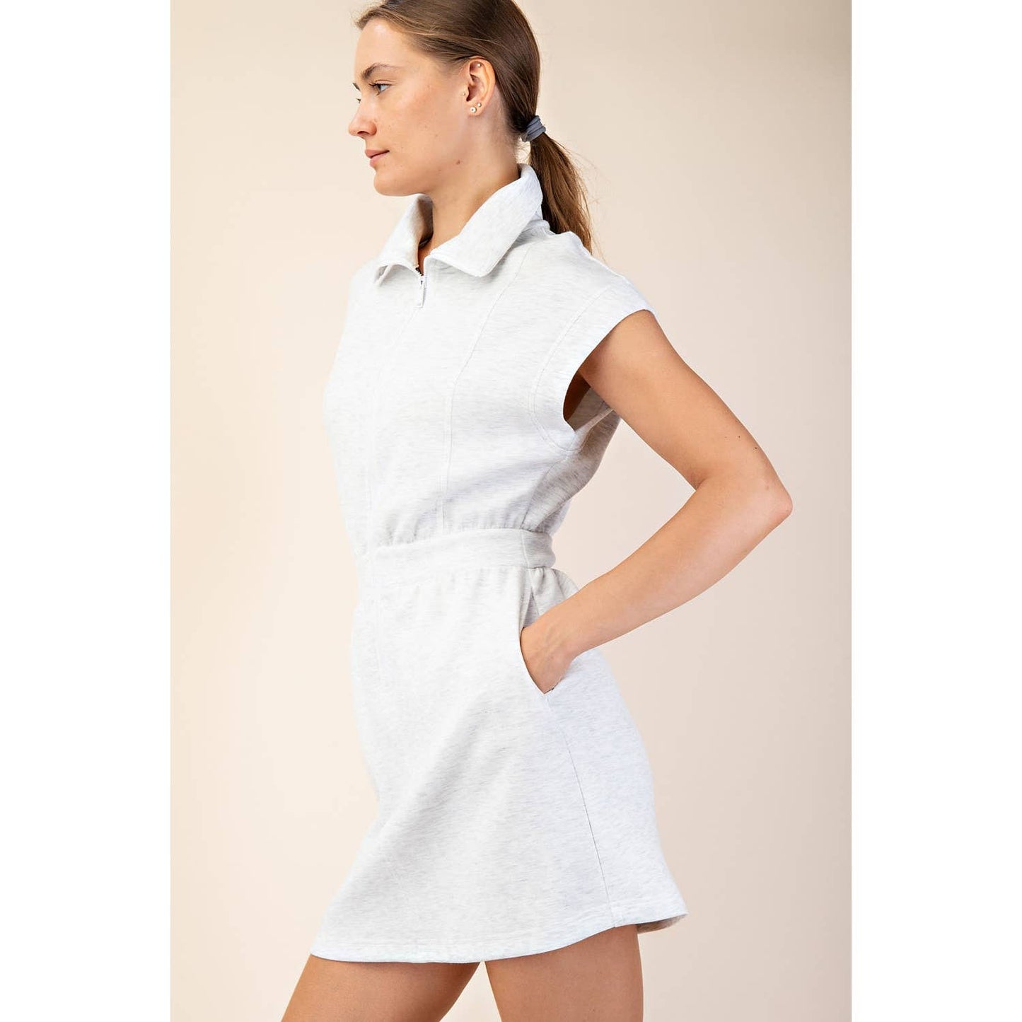 Modal Scuba Mini Dress in Light Grey