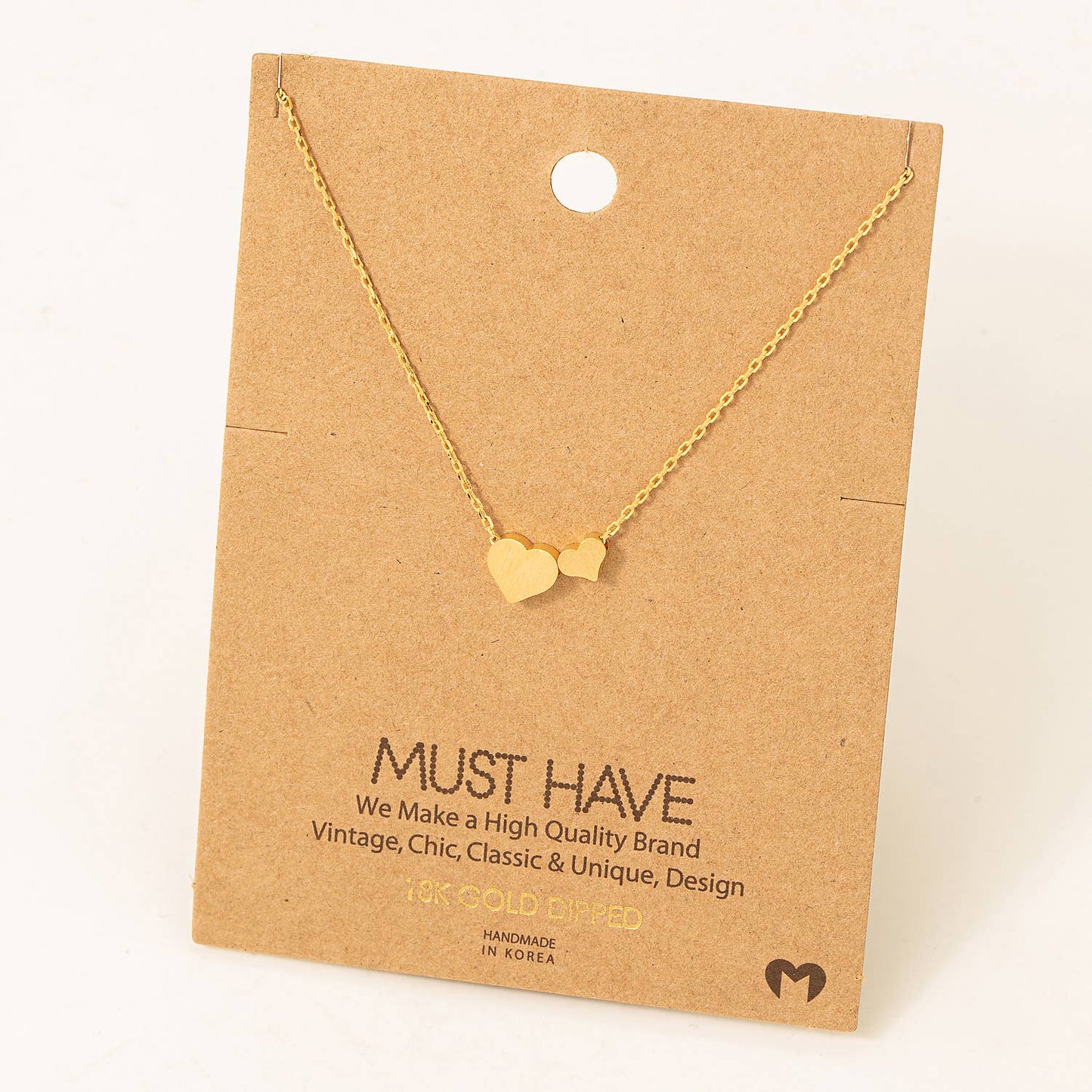 Mini Double Heart Necklace in Gold