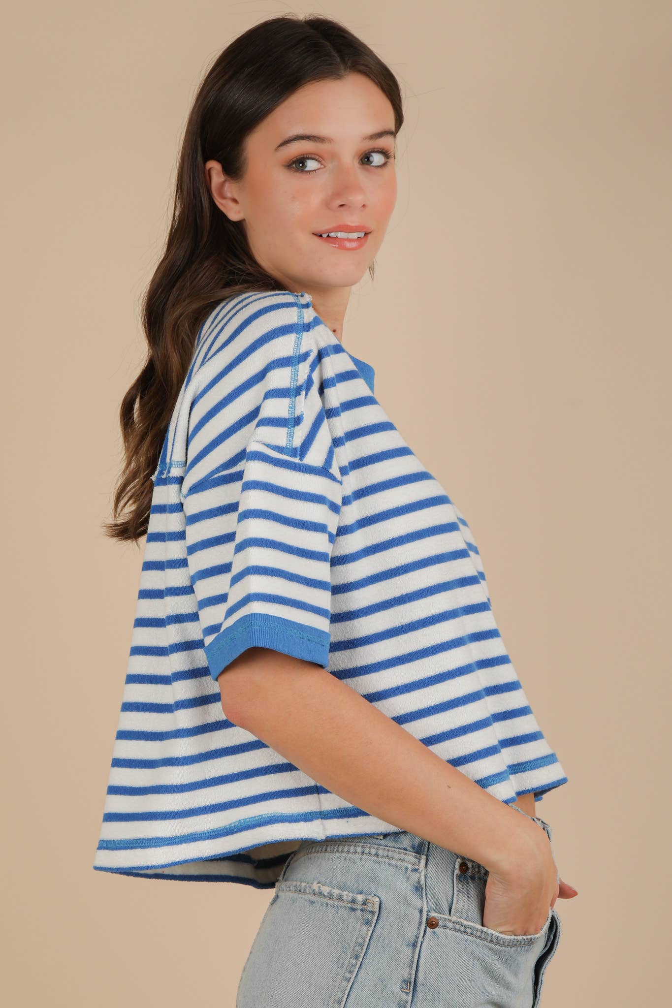 Striped Casual Top in Blue