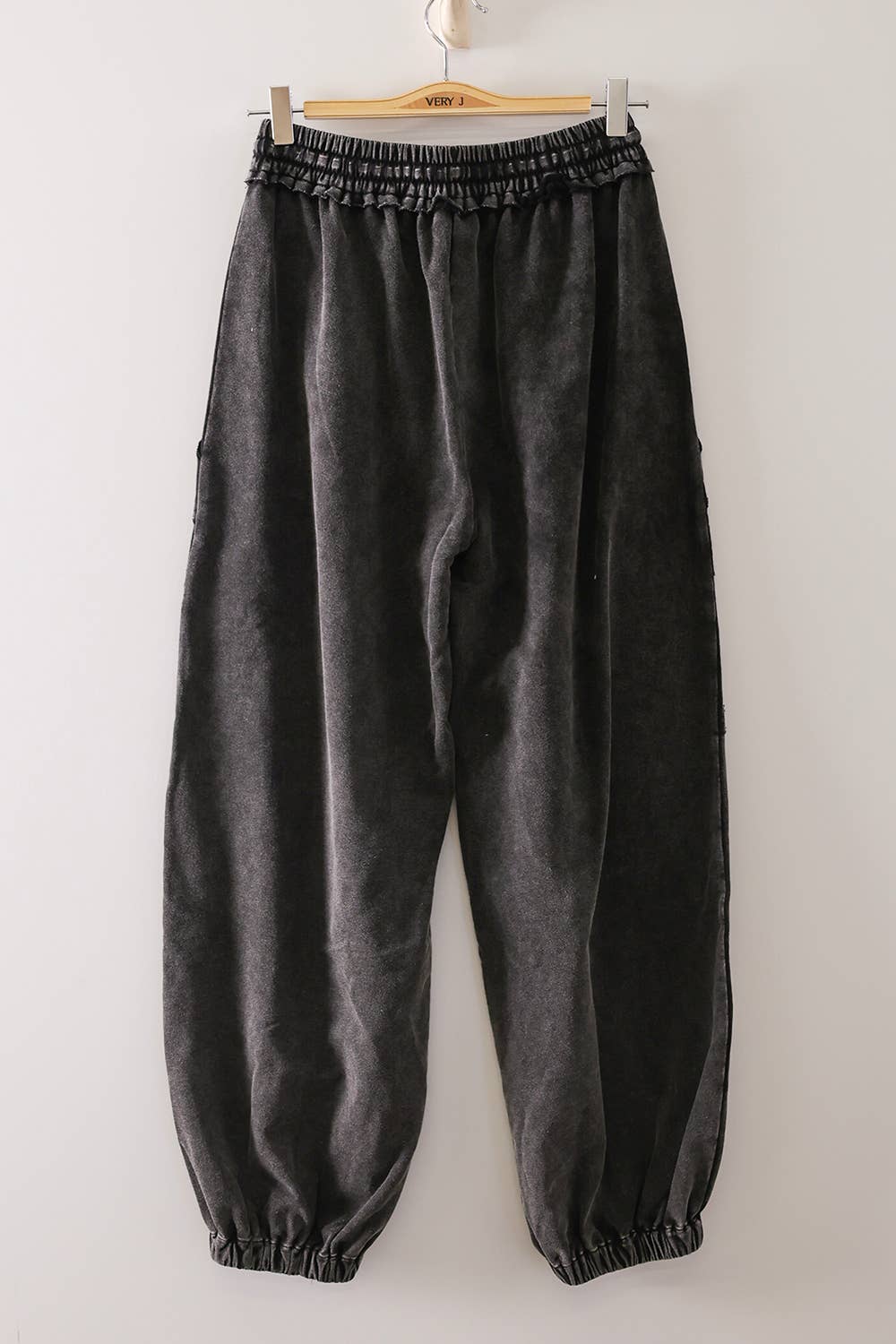 Vintage Wash Cargo Joggers in Black
