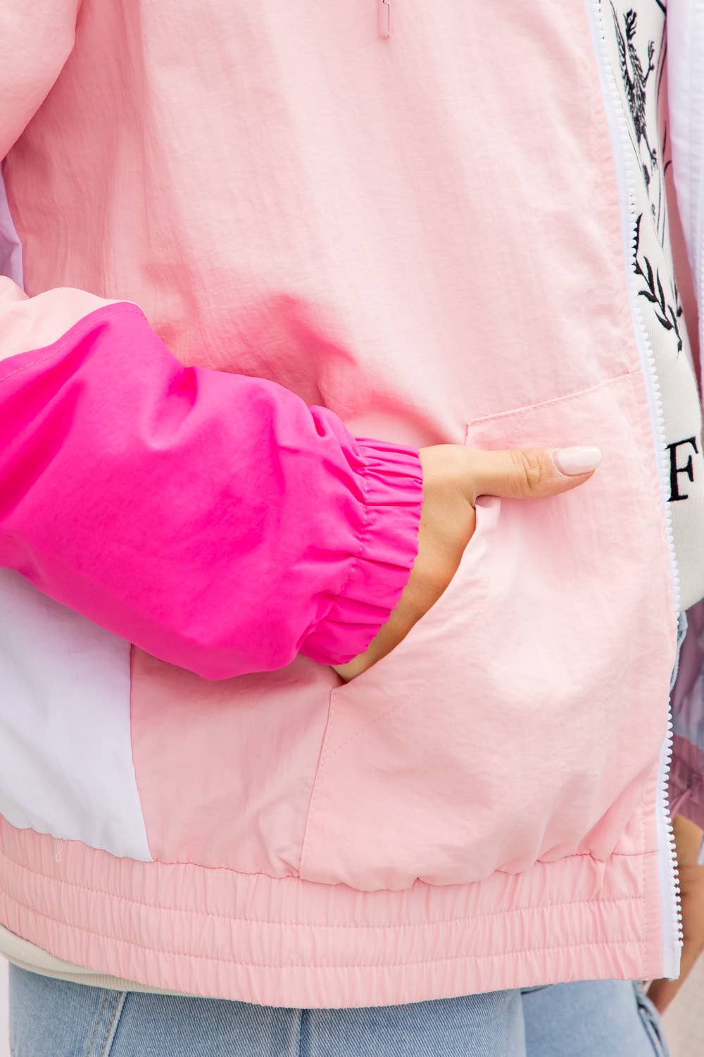 Color Block Windbreaker in Pink