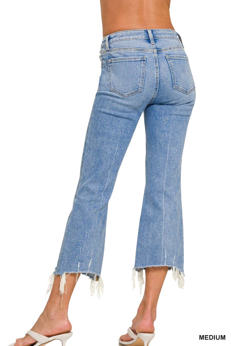 Crop Kick Flare Denim in Medium Wash