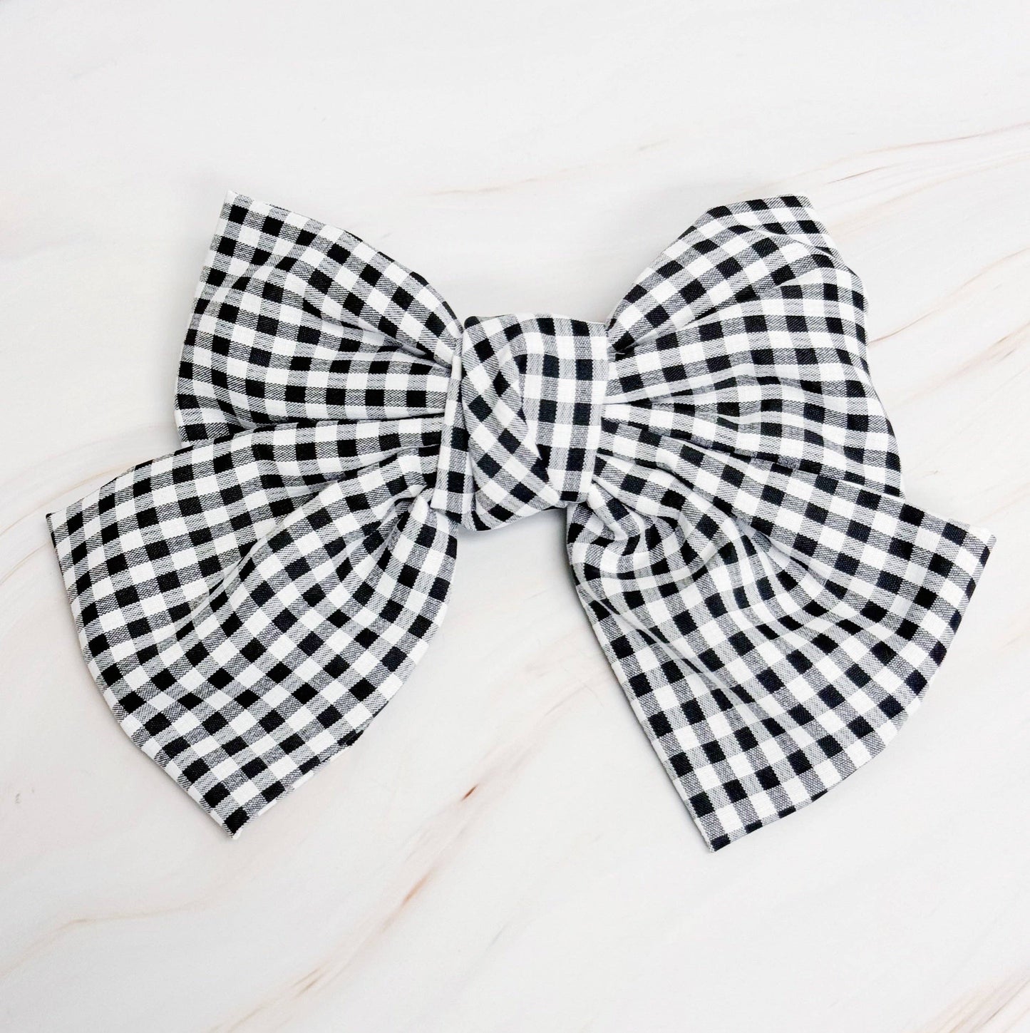 Gingham Bow Hair Clip in Black