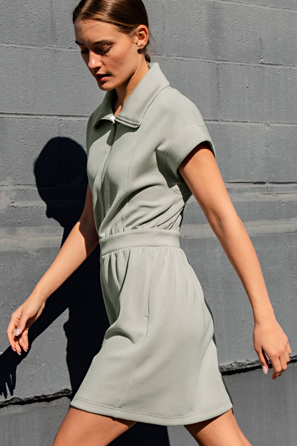 Modal Scuba Mini Dress in Light Sage X-Small Modal Scuba Mini Dress in Light Sage X-Small