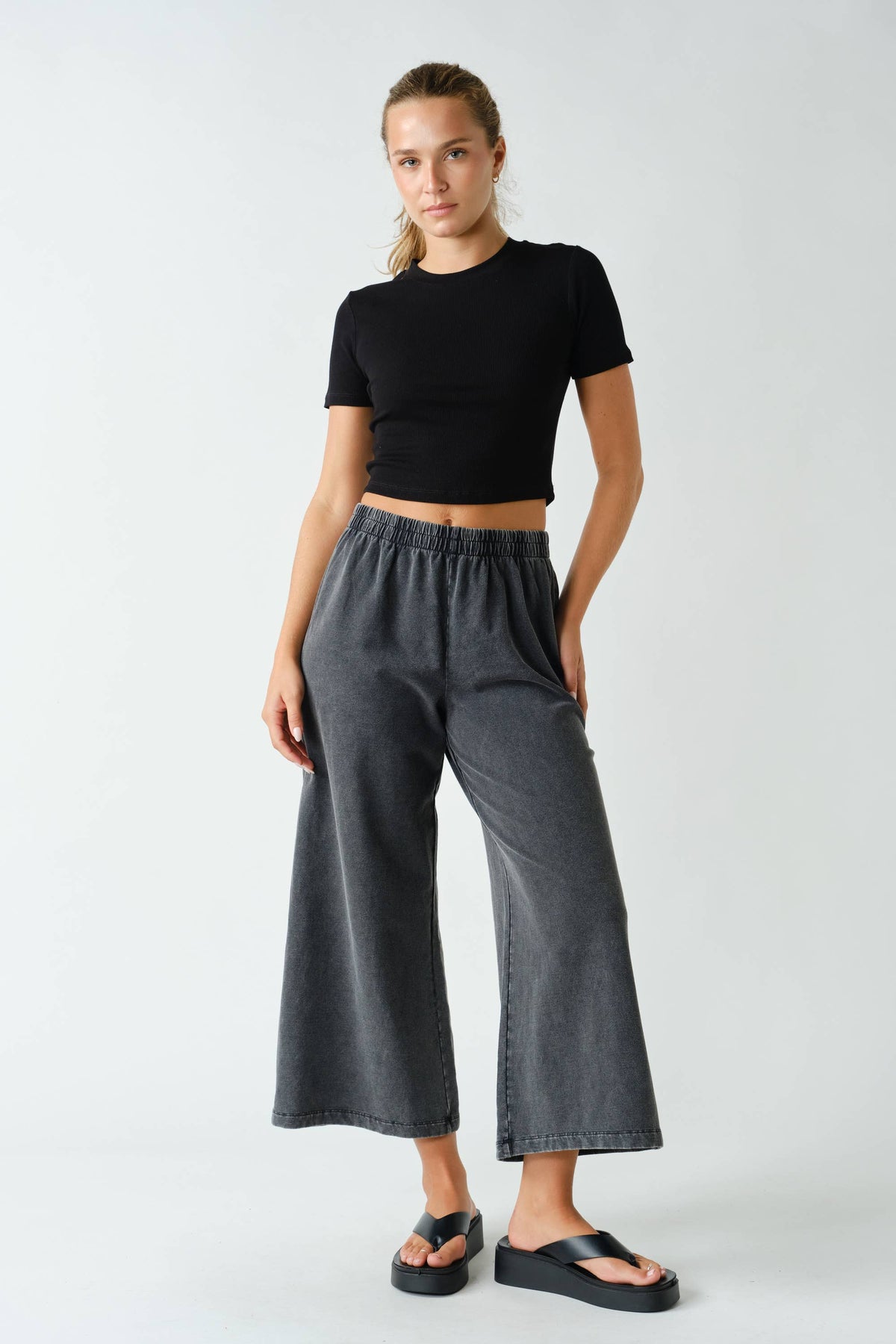 Stretch Denim Pants in Black