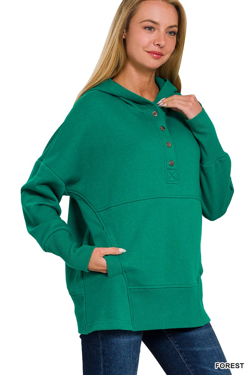 Button Pullover in Forest